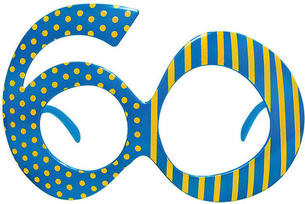 60 År - Blå Födelsedagsglasögon med Ränder och Prickar