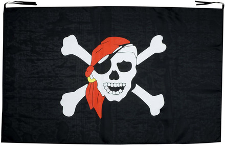 Stort Svart Piratflagga med Dödskalle - 130x80 cm