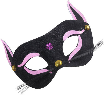Svart Katt - Ögonmask Med Rosa Glitter