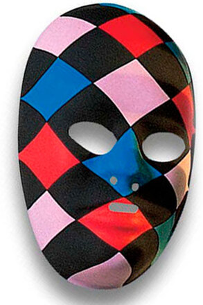 Flerfärgad rutig Maskeradmask i Plast