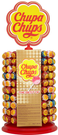 200 stk Chupa Chups Klubbor med Hjul-Stativ