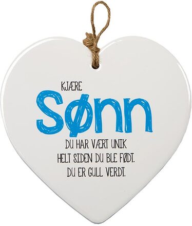 Kära Son - Porslinshjärta med Norsk Text 15 cm