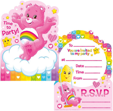 6 stk Inbjudningskort - The Care Bears