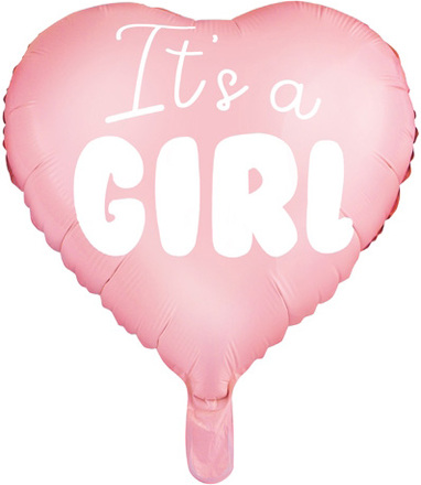 Its a Girl - Rosa Hjärtformad Folieballong 48 cm