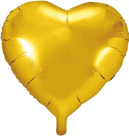 Stor Hjärtformad Guldfärgad Folieballong 61 cm