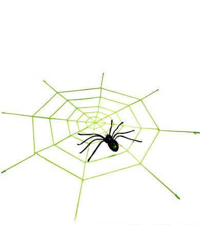 Spindel med Stort Spindelnät - Neon Gul/Svart