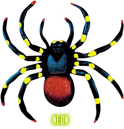 2-pack Svarta Spindlar med Gula UV-prickar 10 cm - Dekoration