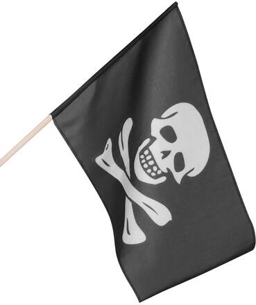 Piratflagga med Vit Dödskalle - Pirates of the Seven Seas