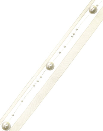 Krämfärgat Band med Pärlor 1 meter
