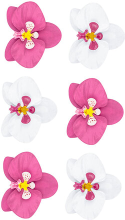 6 stk Orkide Blomsterdekorationer 8 cm - Aloha Tropical