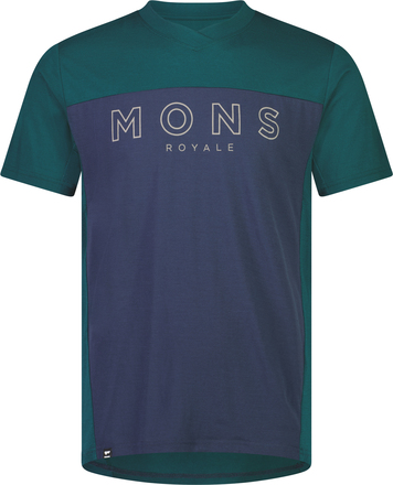 Mons Royale Mons Royale Men's Redwood Merino Air-Con VT Evergreen / Midnight Kortermede treningstrøyer XL