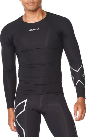 2XU 2XU Men's Core Compression Long Sleeve Black/Silver Langermede treningstrøyer L