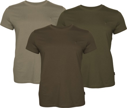 Pinewood Pinewood Women's 3-Pack T-Shirt Green/H.Brown/Khaki T-shirts S