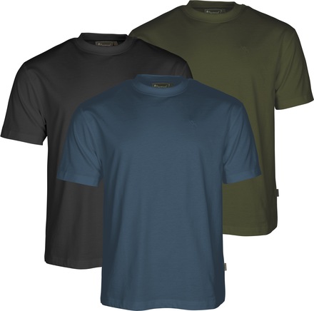 Pinewood Pinewood Men's 3-Pack T-Shirt A.Blue/Mossgreen/Black T-shirts L