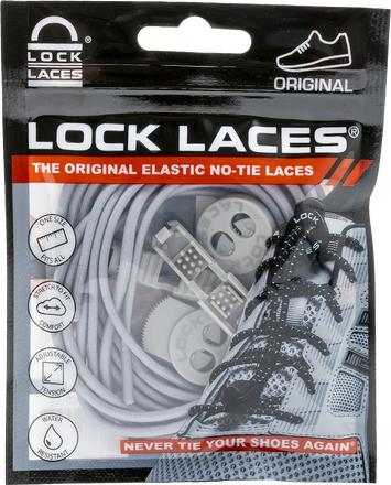 Lock Laces Lock Laces No Tie Shoelaces Solid Grey Skotillbehör 120cm
