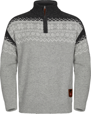 Gridarmor Gridarmor Men's Snøkrystall Half Zip Ullgenser Light Grey/Dark Grey/White Långärmade vardagströjor XL