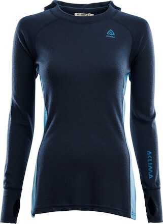 Aclima Aclima Women's WarmWool Hood Sweater Navy Blazer/Azure Blue/Blue S. Undertøy overdel XS