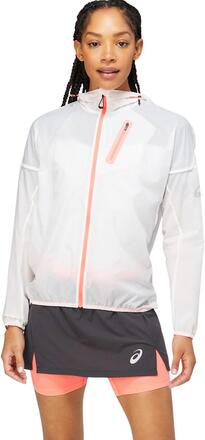 Asics Asics Women's Fujitrail Jacket Brilliant White/Blazing Coral Träningsjackor L
