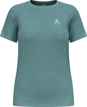 Odlo Odlo Women's T-shirt Crew Neck S/S Essential Seamless Aqua Haze Melange Kortermede treningstrøyer M