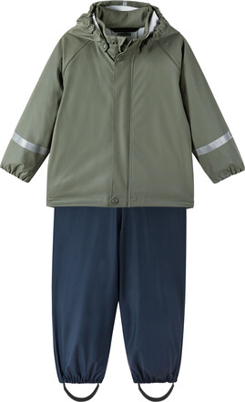 Reima Reima Kids' Rain Outfit Tihku Greyish Green Regnsett 98