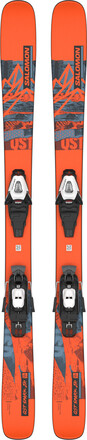 Salomon Salomon Juniors' Ski Set L QST Spark S + C5 GW J85 Flame/Copen Blue/Black Alpinskidor 113 cm