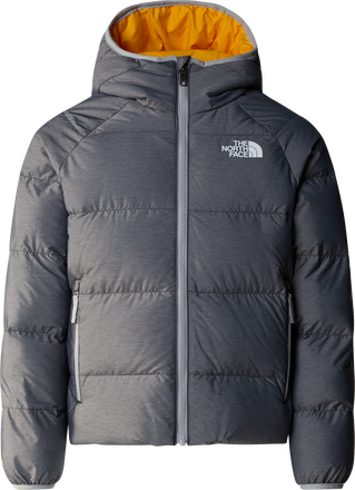 The North Face The North Face Boys' Reversible North Down Hooded Jacket TNF Medium Grey Heat Dunfyllda mellanlagersjackor S