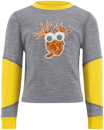 Ulvang Ulvang Kids' Piny Graphic Sweater Grey Melange/Misted Yellow Langermede treningstrøyer 128