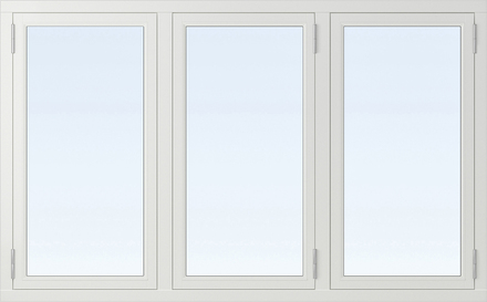 3-glasfönster Trä utåtgående - 3-Luft - U-värde 1,1 14x18 Frostat glas Spaltventil vit