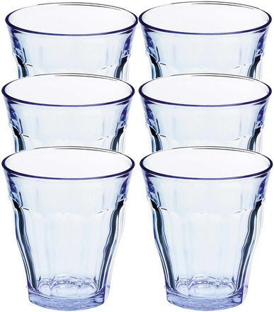 6x Drinkglazen/waterglazen blauw Picardie hardglas 22 cl
