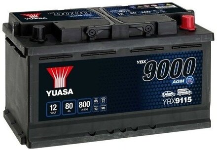 Yuasa AGM YBX9115 12V 80Ah 800A Start Stopp Plus BilBatteri