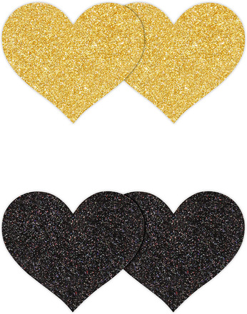 Heart Nipple Covers Black/Gold 2 pair