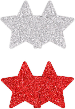 Star Nipple Covers Red/Silver 2 pair