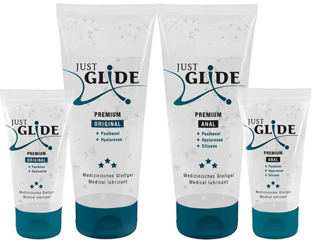 Just Glide: Premium Set Glidmedel, Original & Anal