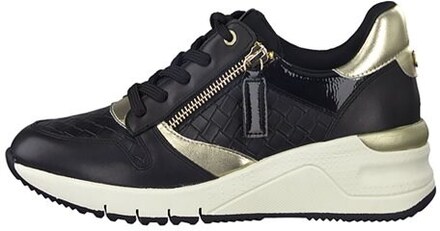 Tamaris Comfort Sneakers Black Woven Gold