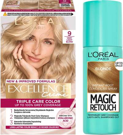 L'Oréal Paris Excellence Excellence 9 Very Light Blonde + Magic Retouch Roots 5 Blonde