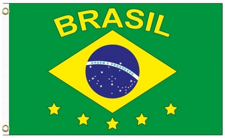 Brazilie vlag met tekst 150 x 90 cm