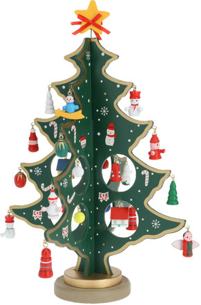 Klein decoratie kerstboompje - hout - rood - H26 cm - kinderkamer