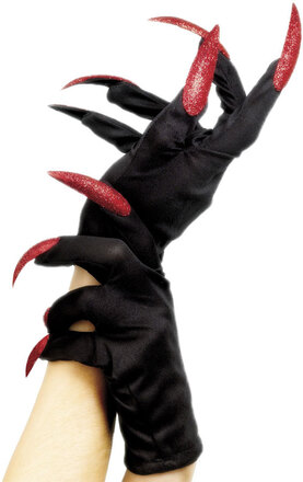 Svarta Handskar med Röda Naglar