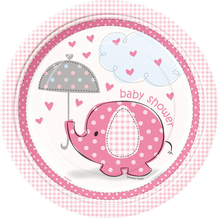 Baby Shower Girl Papptallrikar Umbrellaphant