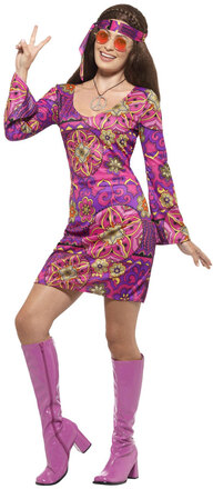 Rosa Blommig Hippieklänning
