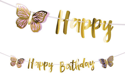 Shimmering Butterfly Girlang Happy Birthday