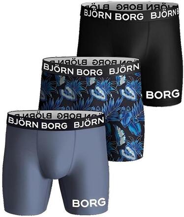 Björn Borg Performance Boxer Black/LT Blue/Flowers 3-pack