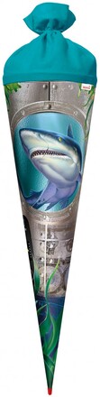Schultüte groß 70cm, Hai mit Glanzfolie