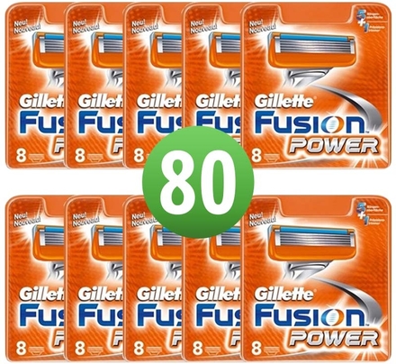 Gillette Fusion Power Scheermesjes 80 Stuks Hele Doos (10x8)