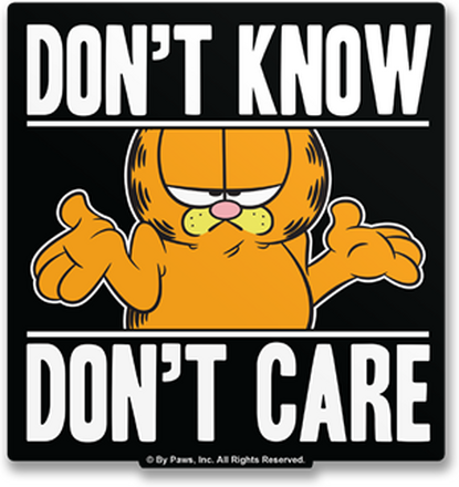 Garfield - Don't Know, Don't Care Sticker, Accessories