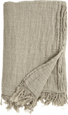 Nordal - ALULA bed cover w/fringes, linen,natural