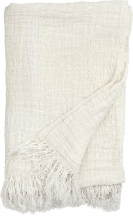 Nordal - ALULA bed cover w/fringes, linen, white