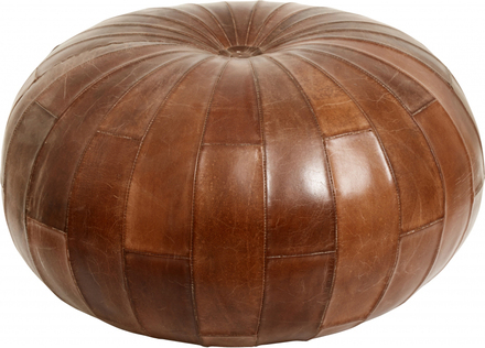 Nordal - RUGBY rund puff i läder, brun