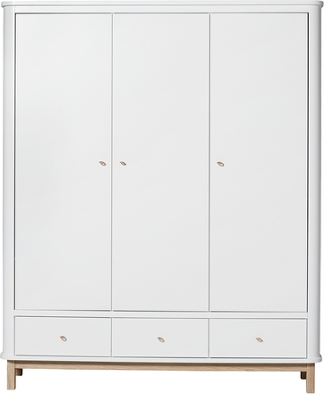 Garderob 3 dörrar Wood vit / ek Oliver Furniture