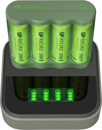 Laddstation GP ReCyko Everyday AA / AAA med 1 st batteriladdare och 4 st batterier